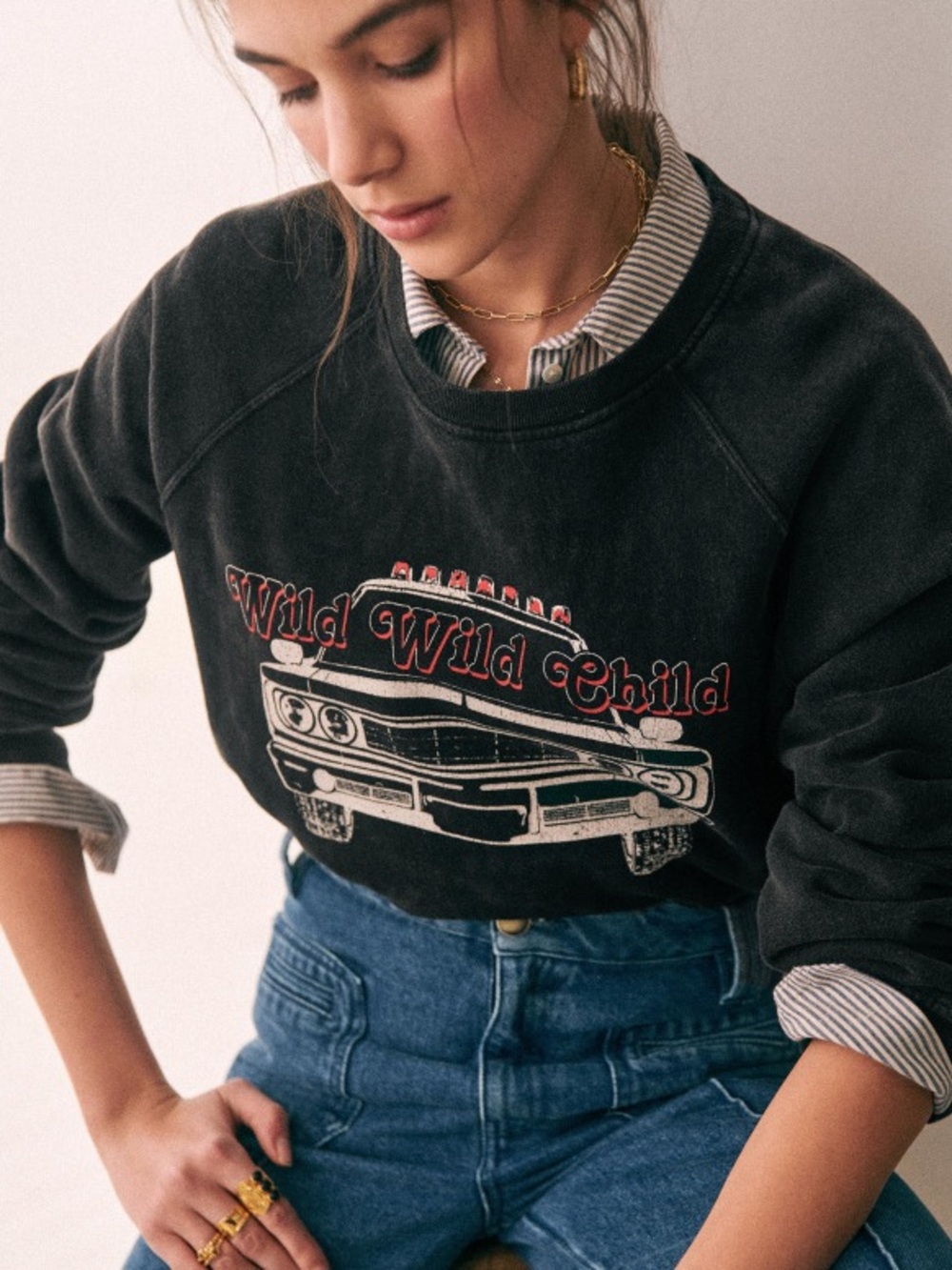 Sezane Black 'Wild Wild Child' Sweatshirt XS